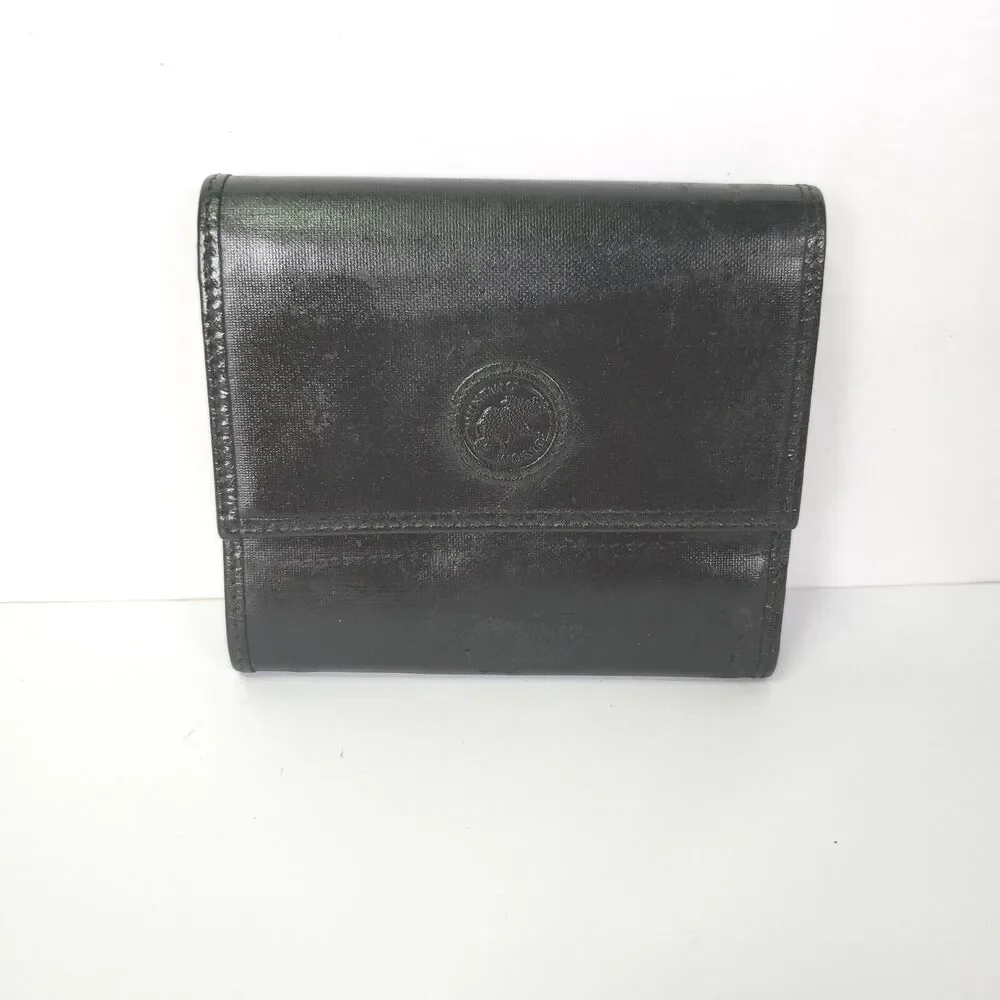 Hunting World Vintage Italian Black Wallet Credit Card Holder 3in1 Small‎